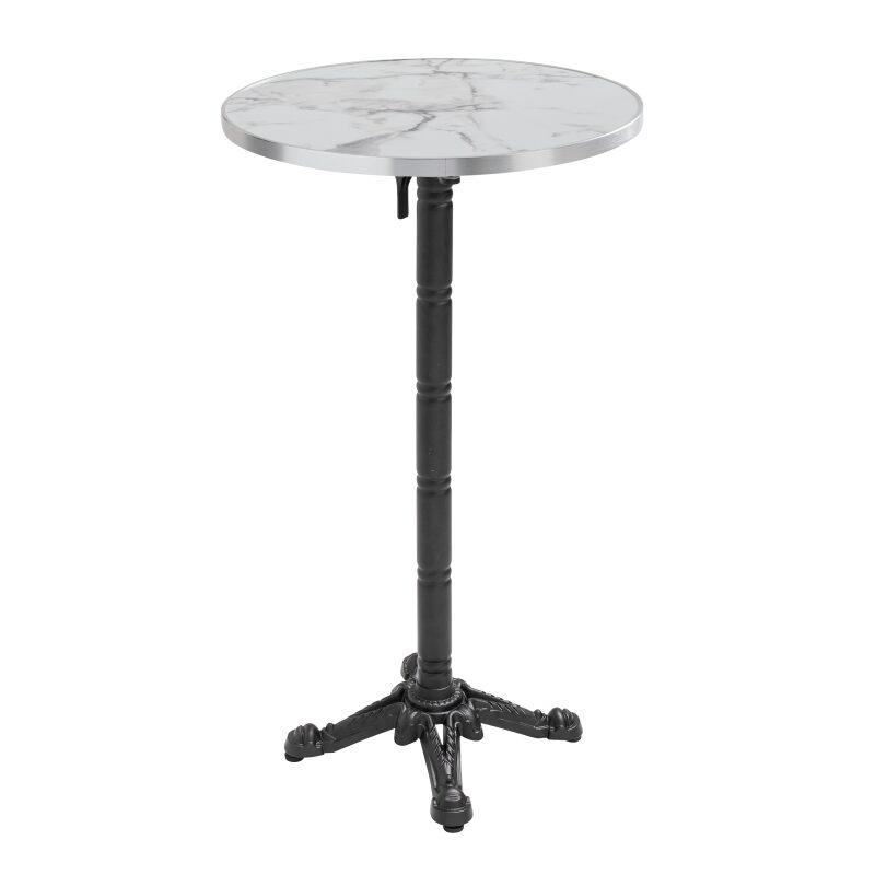 Table de restaurant haute inclinable Ø 60 cm en contreplaqué avec revêtement stratifié et bords en aluminium