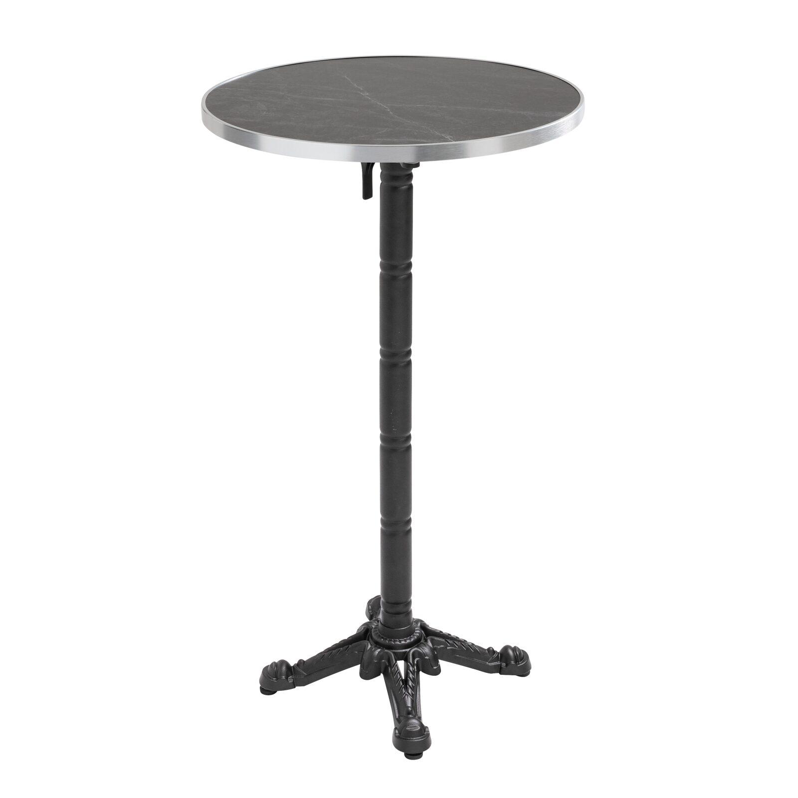Table de restaurant haute inclinable Ø 60 cm en contreplaqué avec revêtement stratifié et bords en aluminium