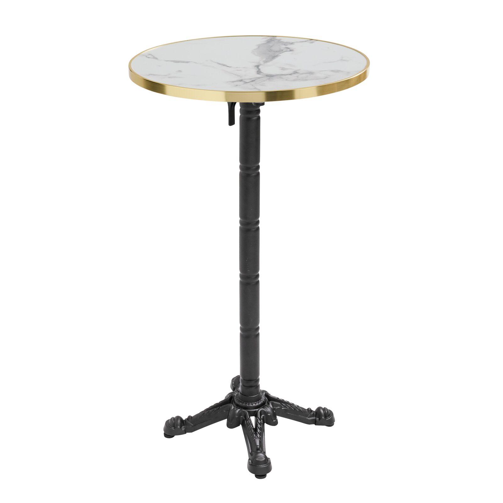 Table de restaurant haute inclinable Ø 60 cm en contreplaqué avec revêtement stratifié et bords en aluminium