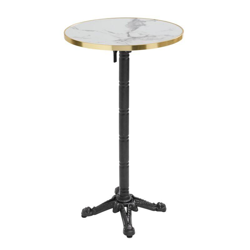 Table de restaurant haute inclinable Ø 60 cm en contreplaqué avec revêtement stratifié et bords en aluminium