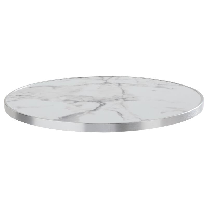 Plateau de table rond en contreplaqué avec revêtement stratifié et bords en aluminium ⌀60 cm