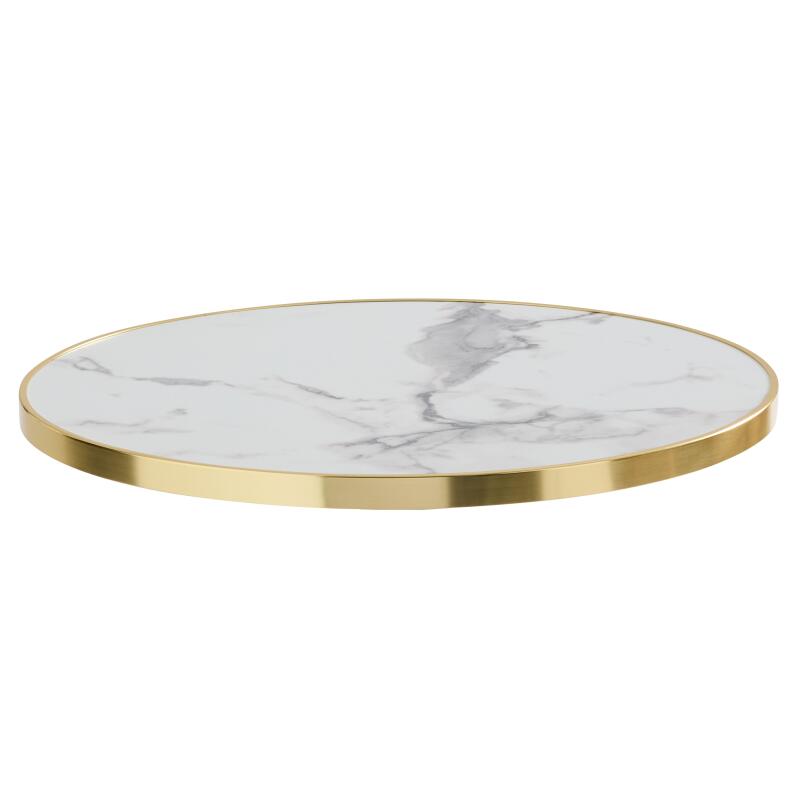 Plateau de table rond en contreplaqué avec revêtement stratifié et bords en aluminium ⌀60 cm
