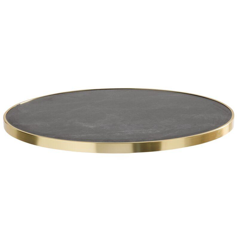 Plateau de table rond en contreplaqué avec revêtement stratifié et bords en aluminium ⌀60 cm