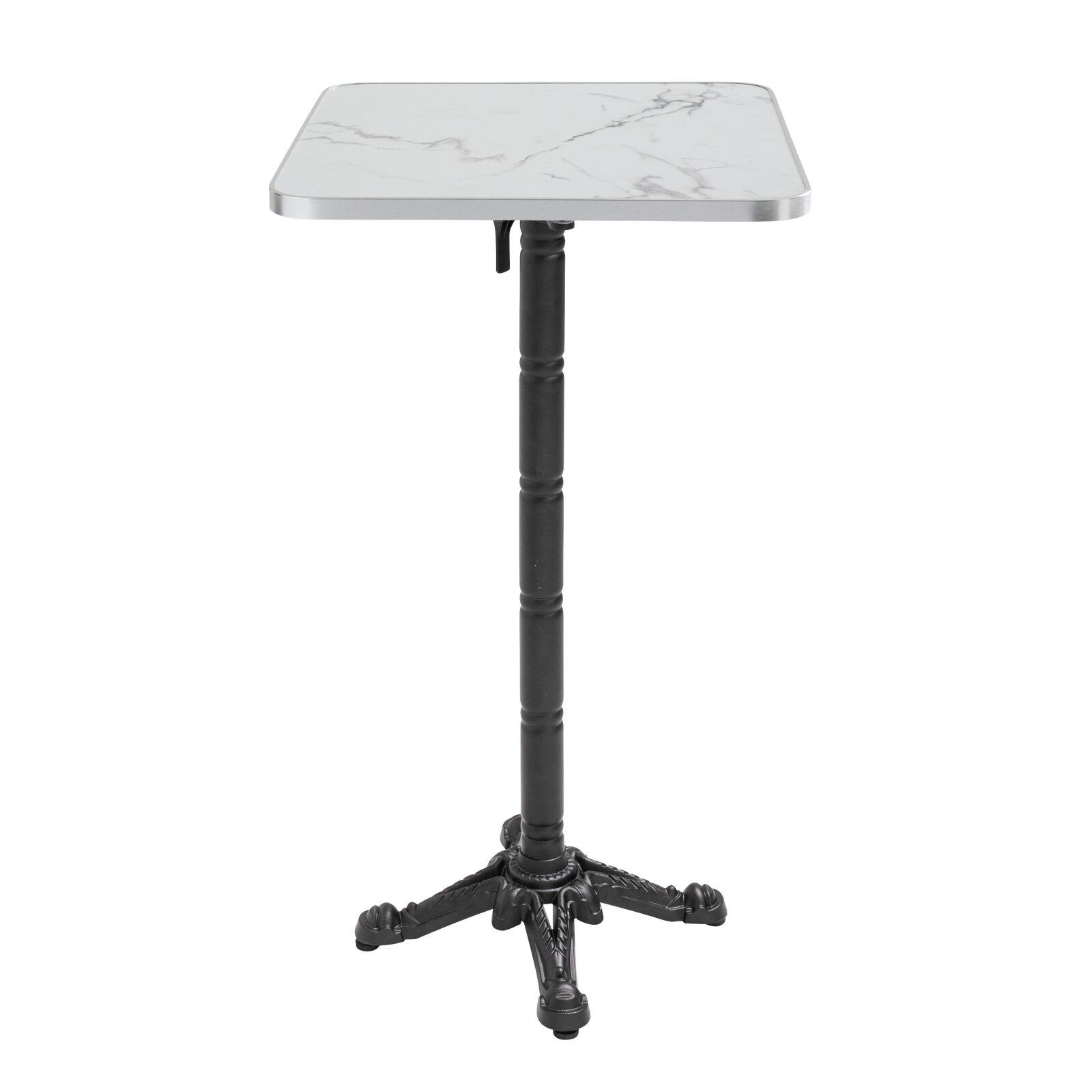 Table de restaurant haute inclinable 60 x 60 cm en contreplaqué avec revêtement stratifié et bords en aluminium