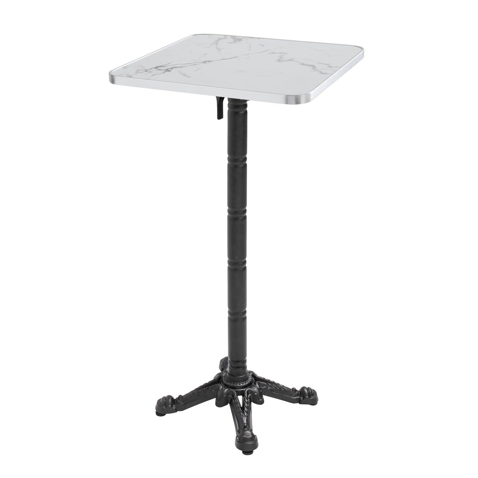 Table de restaurant haute inclinable 60 x 60 cm en contreplaqué avec revêtement stratifié et bords en aluminium