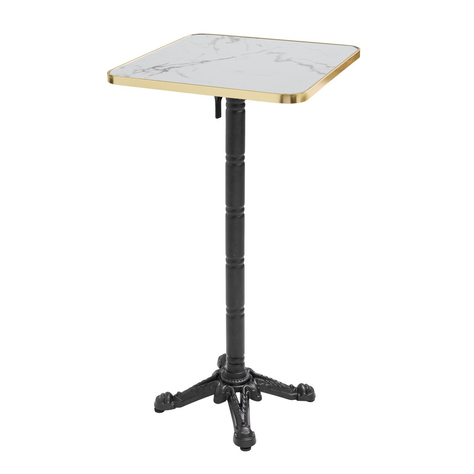 Table de restaurant haute inclinable 60 x 60 cm en contreplaqué avec revêtement stratifié et bords en aluminium