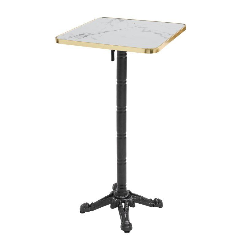 Table de restaurant haute inclinable 60 x 60 cm en contreplaqué avec revêtement stratifié et bords en aluminium