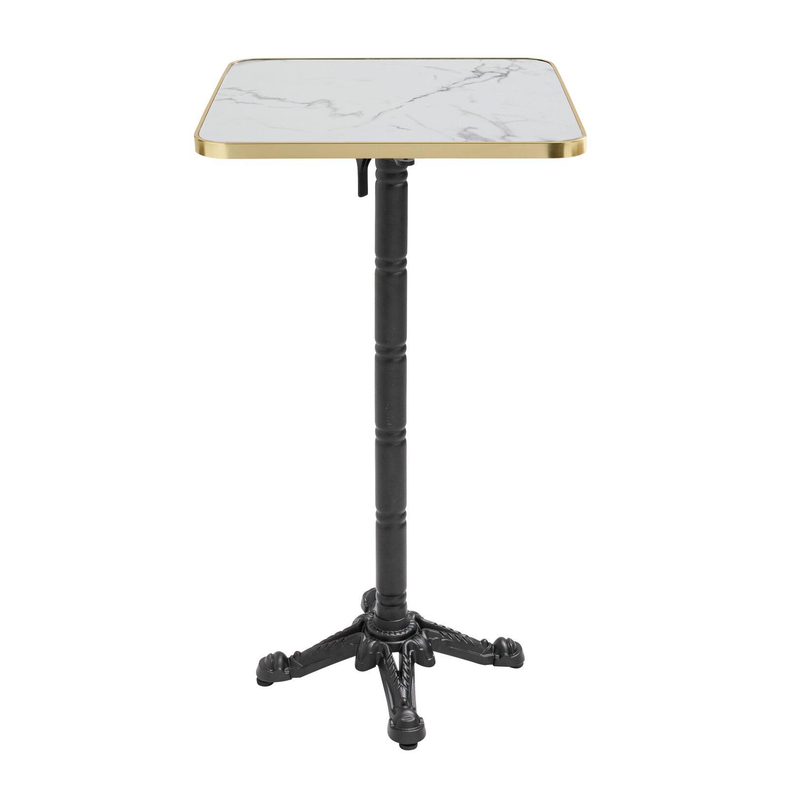 Table de restaurant haute inclinable 60 x 60 cm en contreplaqué avec revêtement stratifié et bords en aluminium