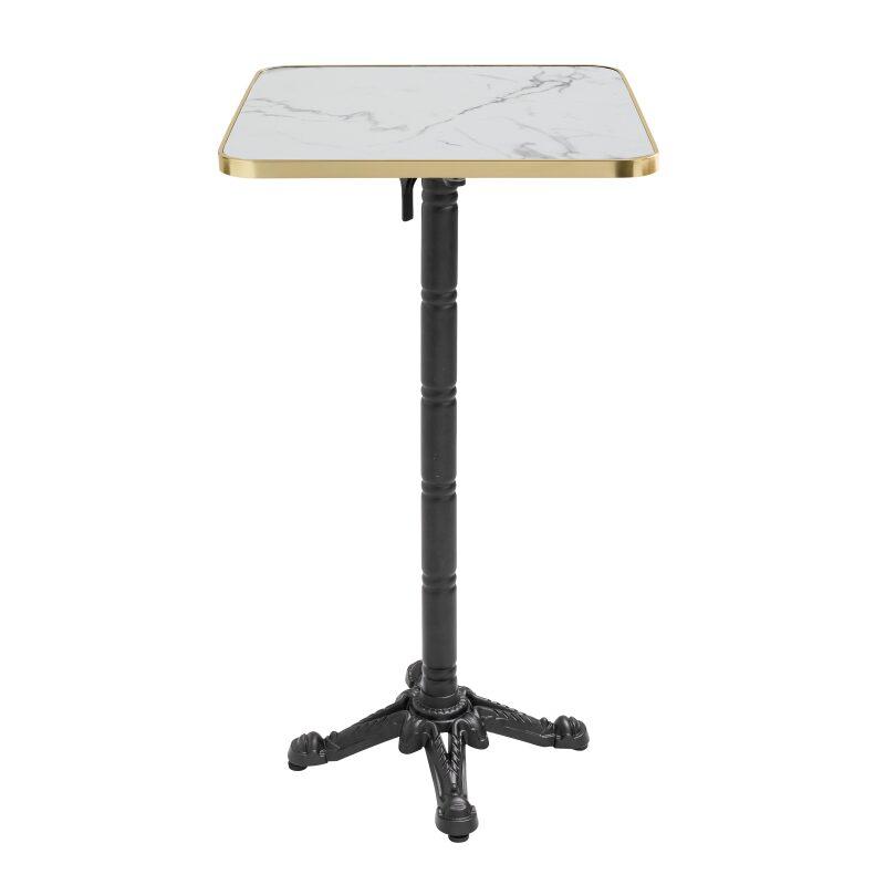 Table de restaurant haute inclinable 60 x 60 cm en contreplaqué avec revêtement stratifié et bords en aluminium
