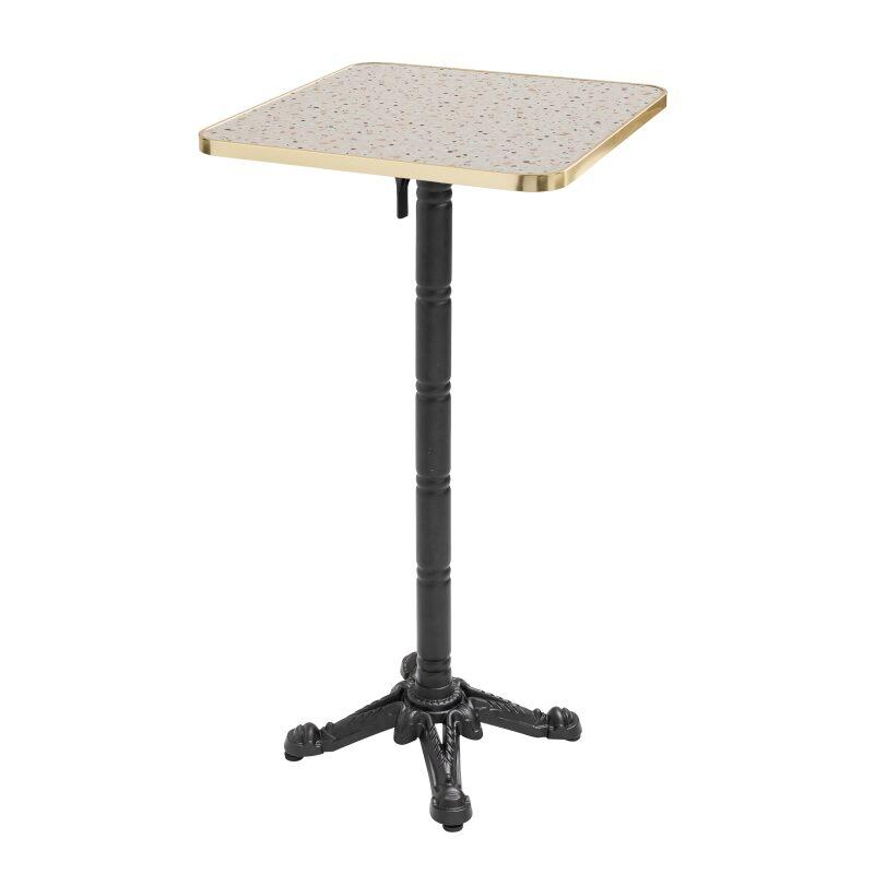 Table de restaurant haute inclinable 60 x 60 cm en contreplaqué avec revêtement stratifié et bords en aluminium