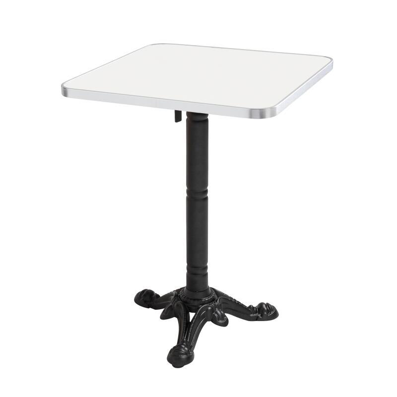 Table de restaurant inclinable 60 x 60 cm en contreplaqué avec revêtement stratifié et bords en aluminium
