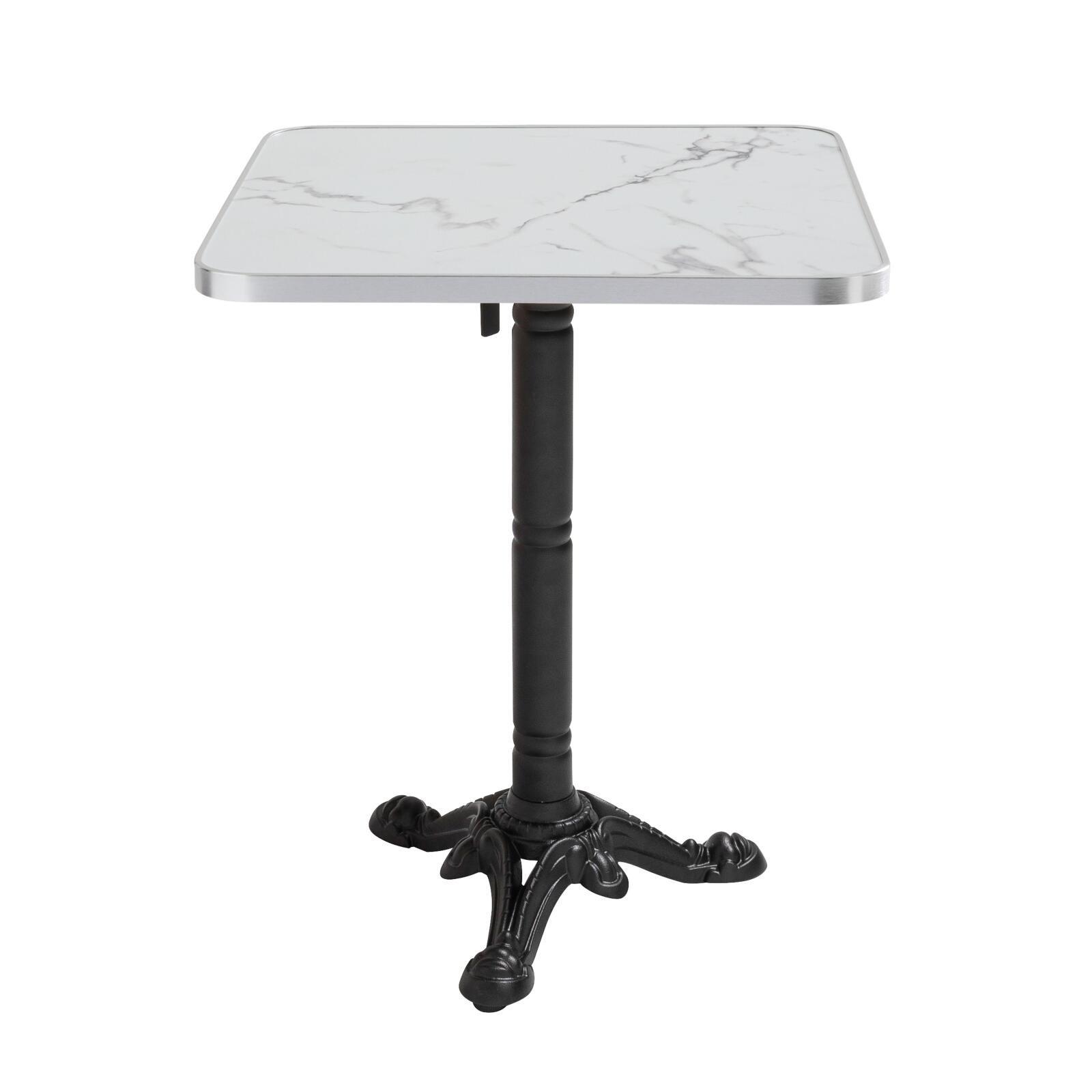 Table de restaurant inclinable 60 x 60 cm en contreplaqué avec revêtement stratifié et bords en aluminium
