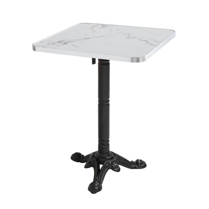 Table de restaurant inclinable 60 x 60 cm en contreplaqué avec revêtement stratifié et bords en aluminium