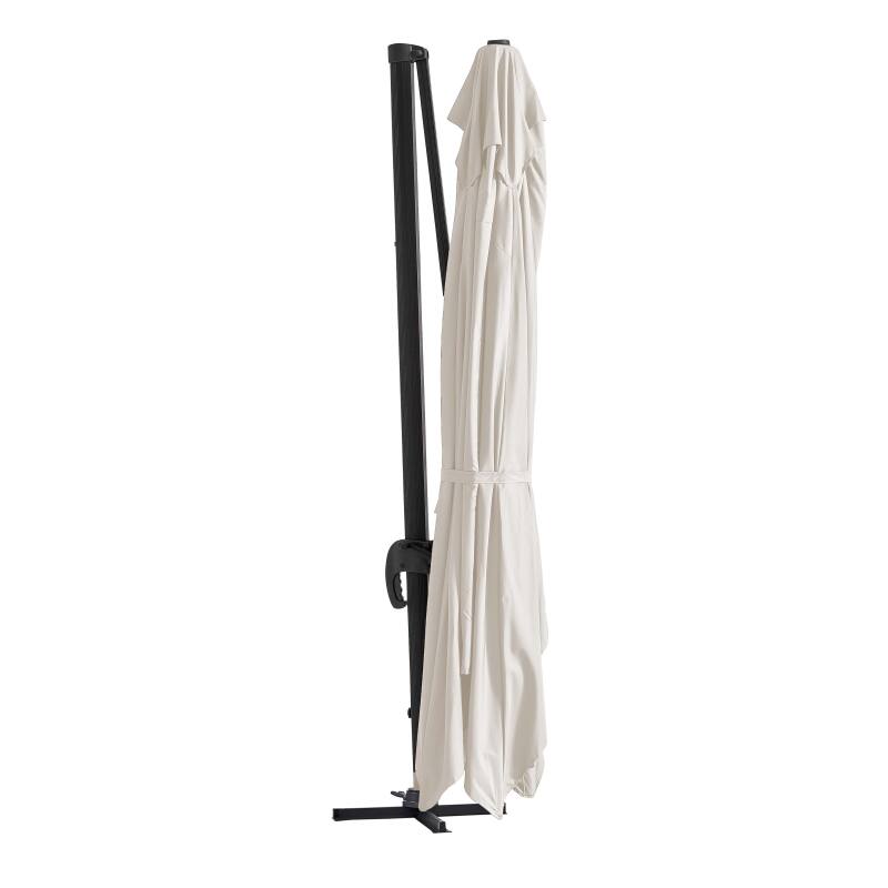 Parasol déporté professionnel rotatif 360° (4 x 3m) 240g/m² et dalle à lester sur roues 100L