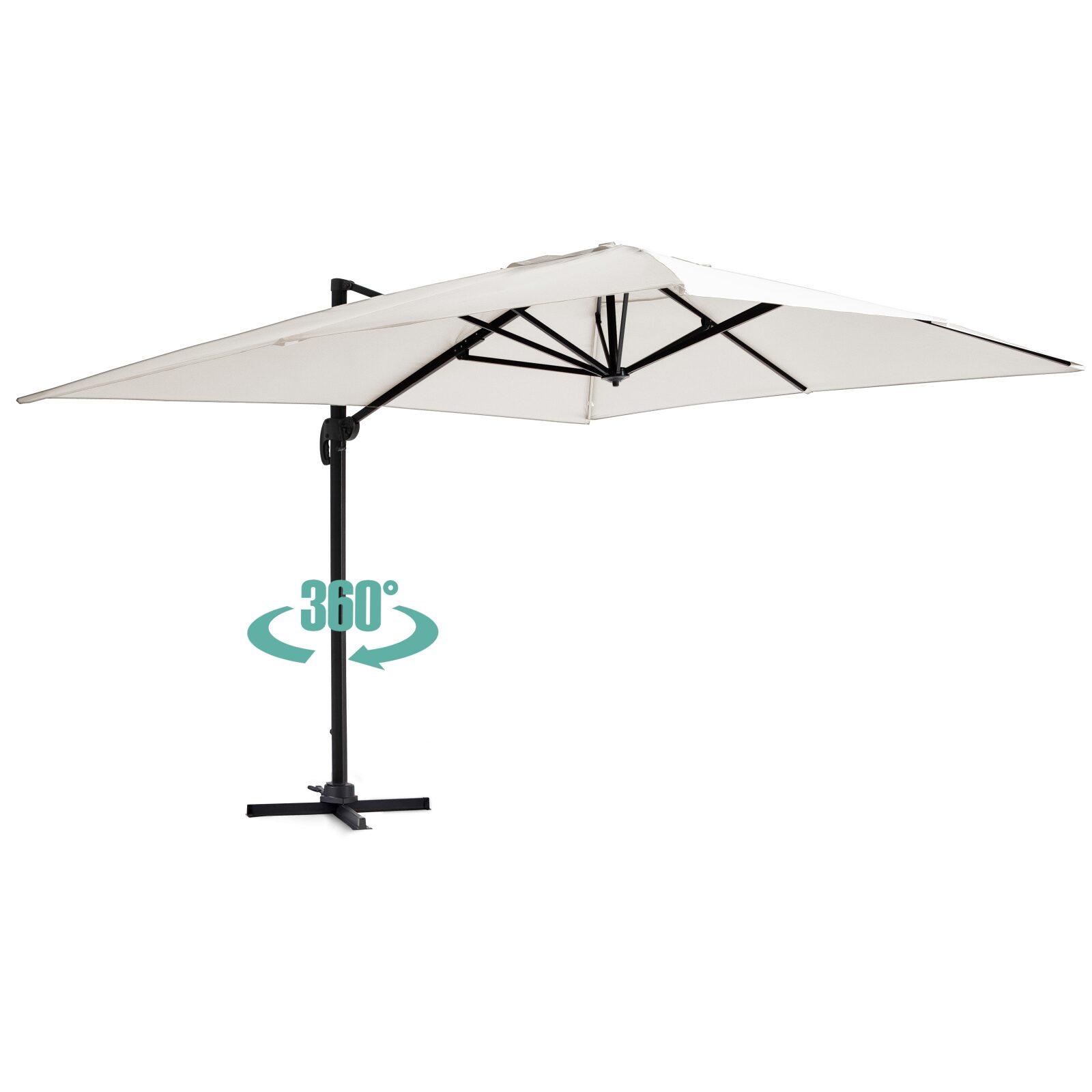 Parasol déporté professionnel rotatif 360° (4 x 3m) 240g/m² + 4 dalles à lester remplissables Parasol déporté professionnel rotatif 360° (4 x 3m) 240g/m² + 4 dalles à lester remplissables