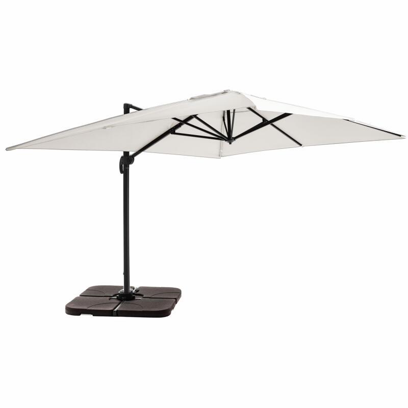 Parasol déporté professionnel rotatif 360° (4 x 3m) 240g/m² + 4 dalles à lester remplissables