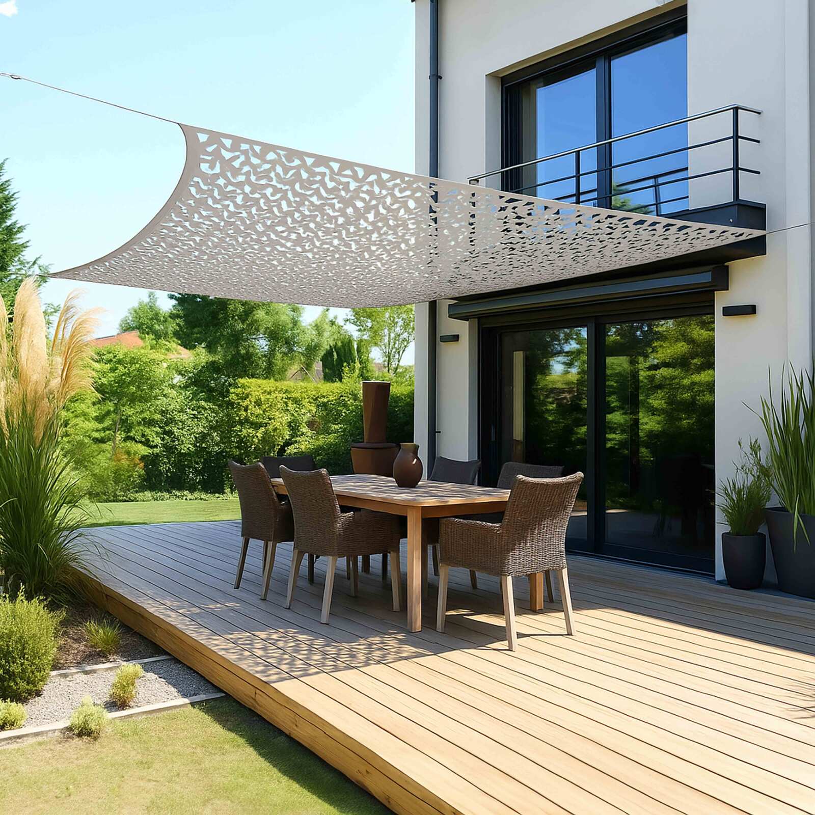 Voile d'ombrage camouflage réversible 3x4m