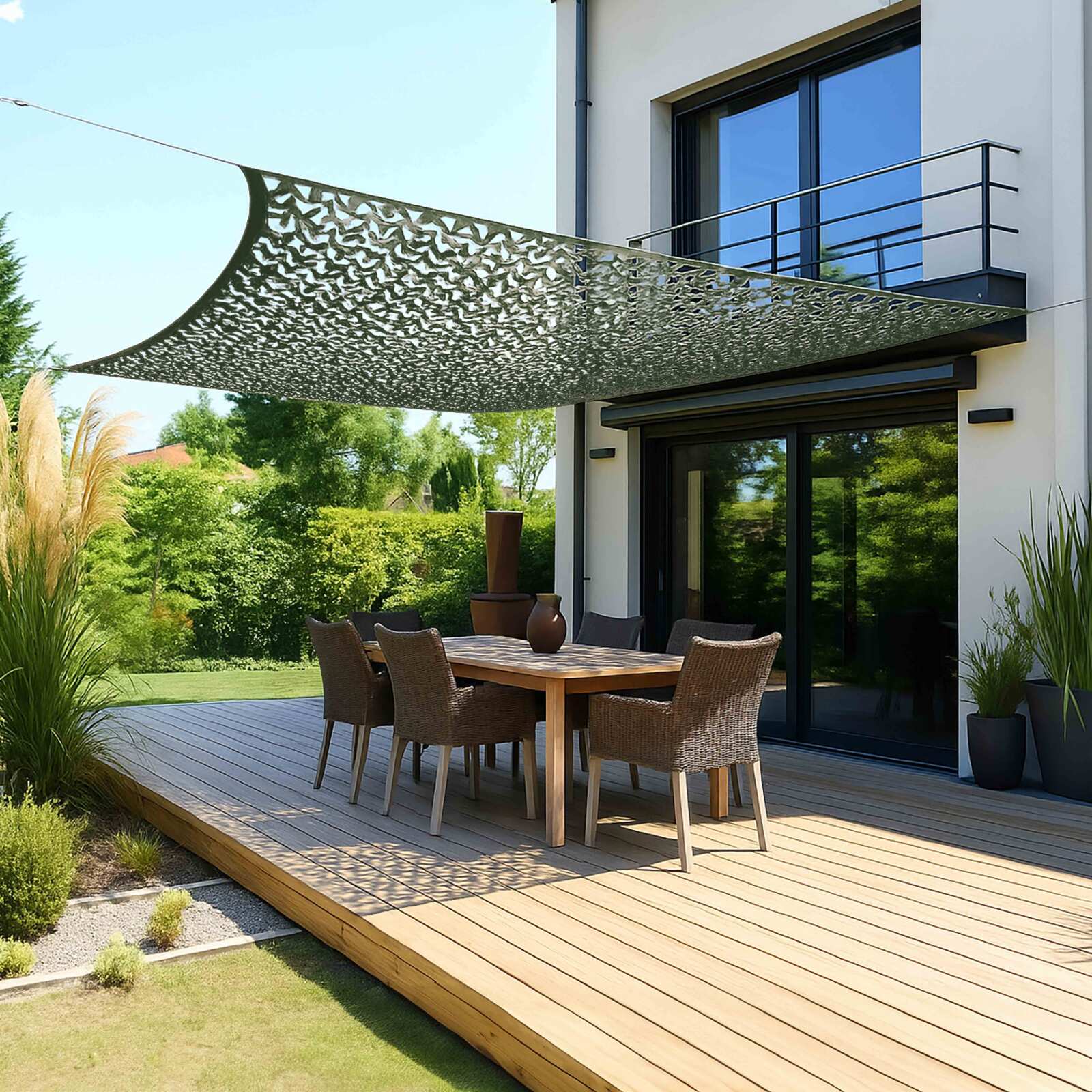 Voile d'ombrage camouflage réversible 3x4m