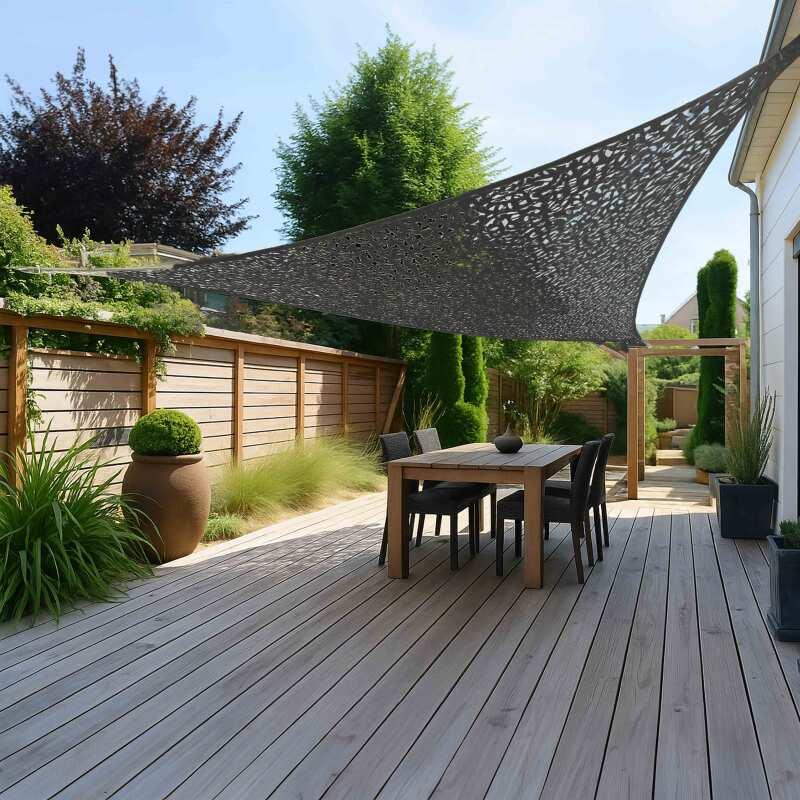 Voile d'ombrage triangulaire 3,60m camouflage marron clair