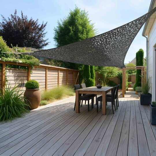 Voile d'ombrage triangulaire 3,60m camouflage marron clair