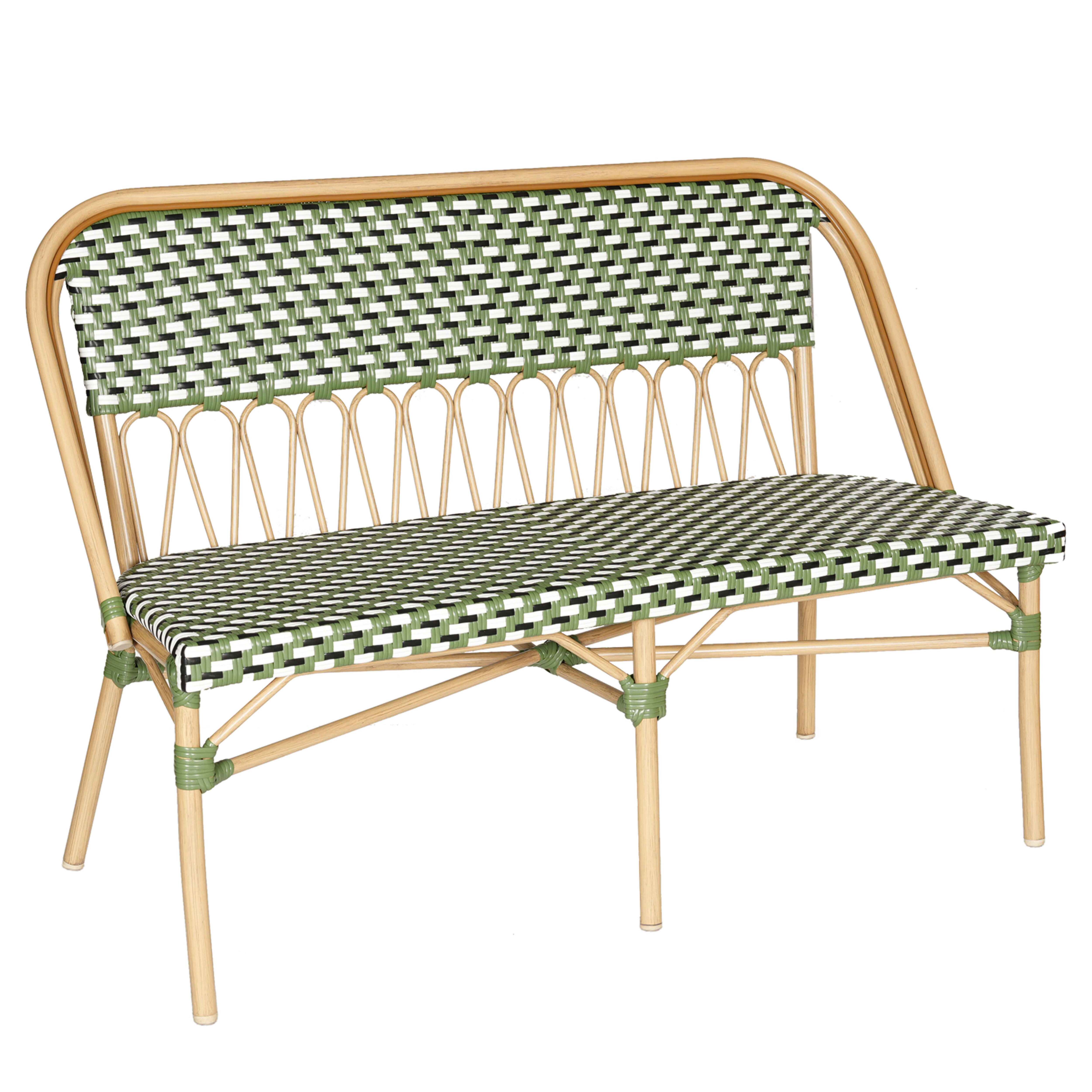 Banc de jardin en alumunium et rotin synthétique