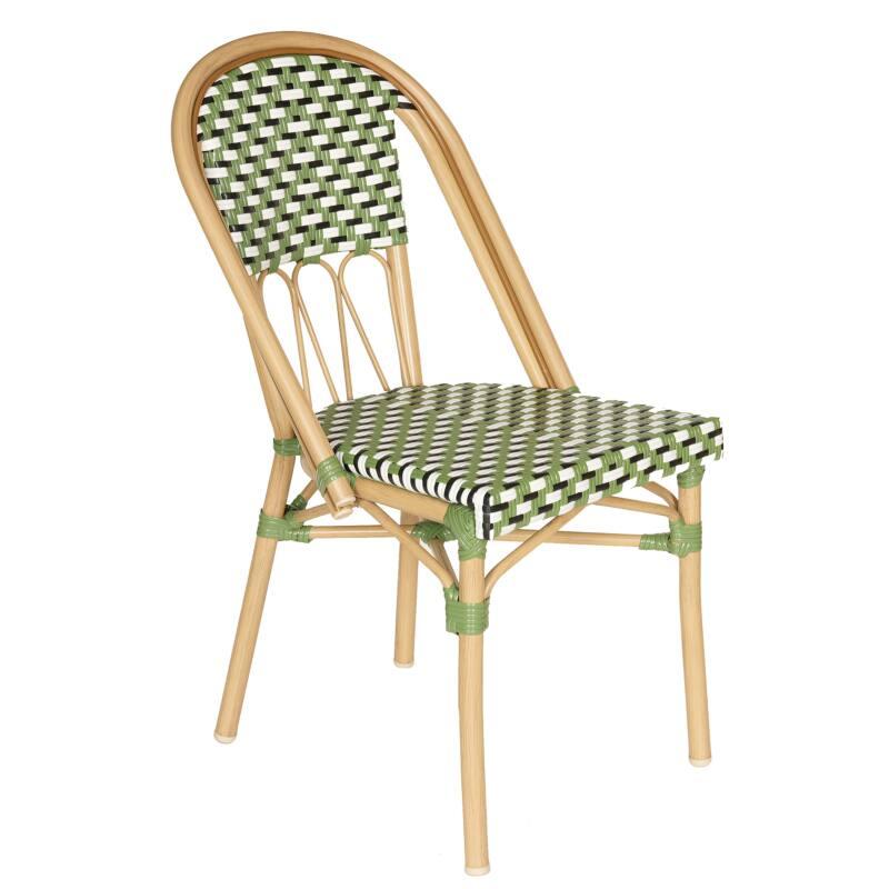 Chaise de jardin style bistrot parisien en aluminium et rotin synthétique