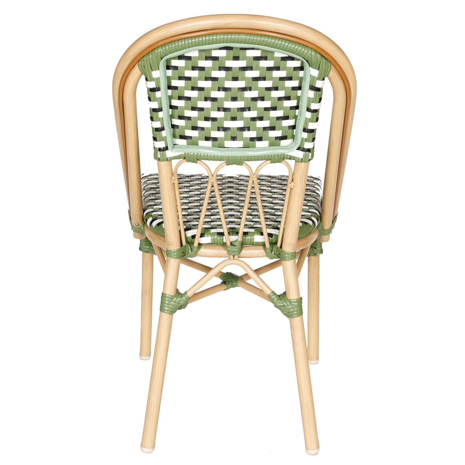 Chaise de jardin style bistrot parisien en aluminium et rotin synthétique