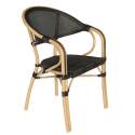 Chaise de terrasse style bistrot parisien en aluminium et rotin synthétique