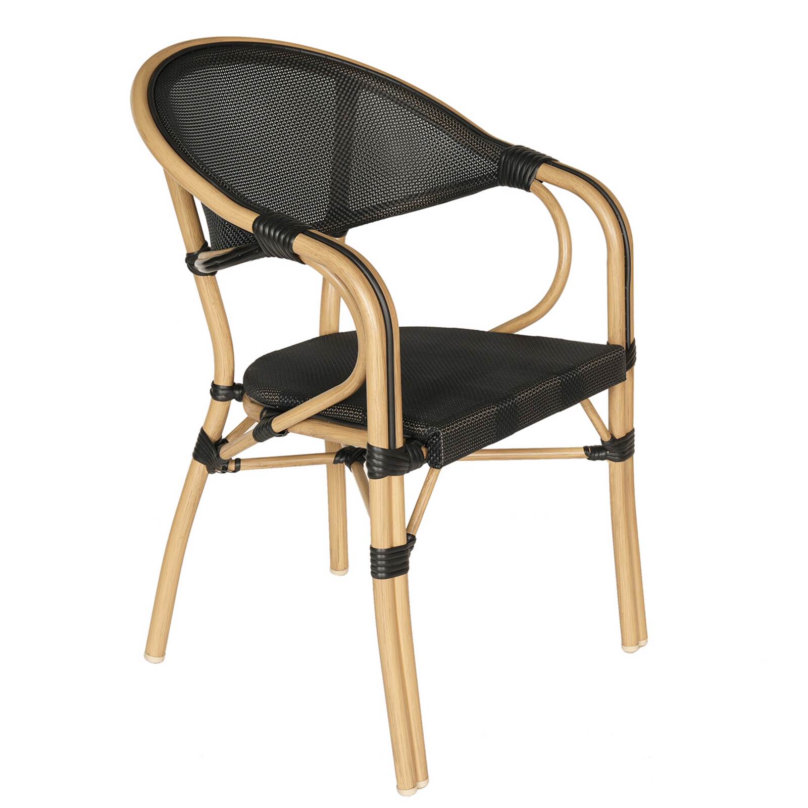 Chaise de terrasse style bistrot parisien en aluminium et rotin synthétique