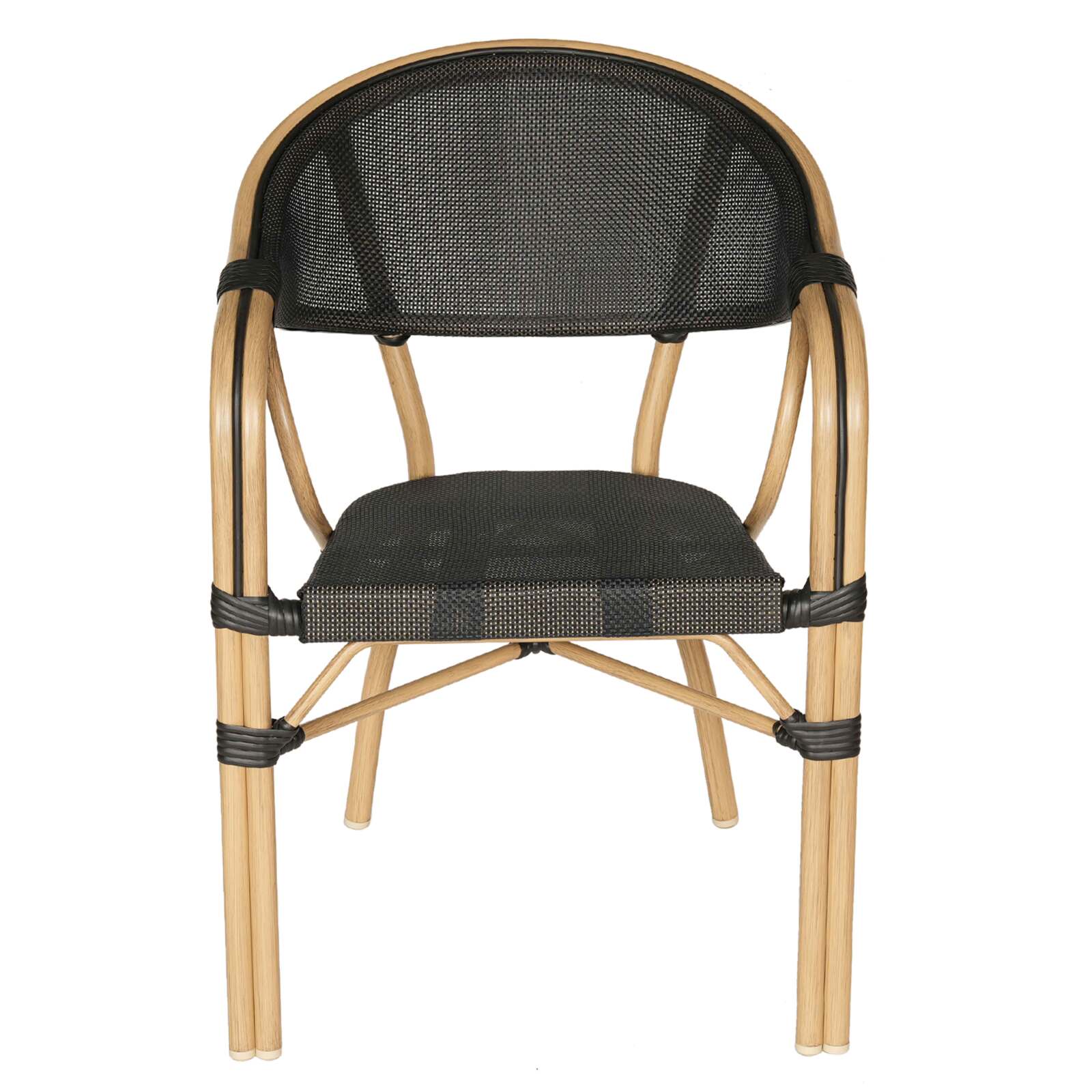 Chaise de terrasse style bistrot parisien en aluminium et rotin synthétique Chaise de terrasse style bistrot parisien en aluminium et rotin synthétique