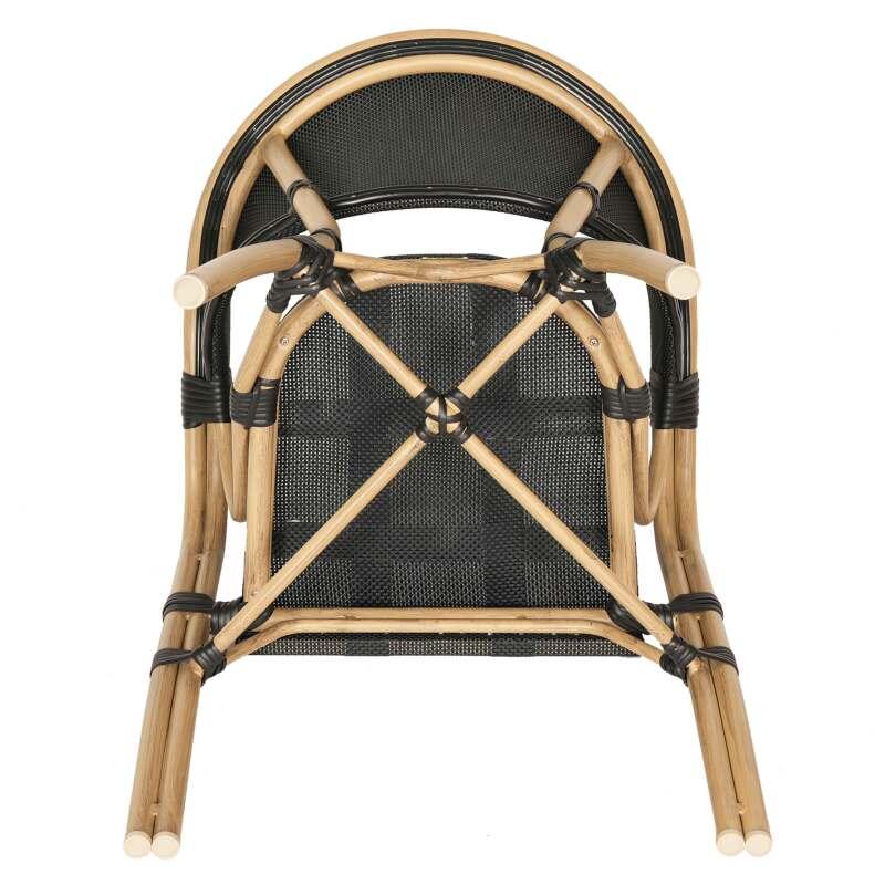 Chaise de terrasse style bistrot parisien en aluminium et rotin synthétique