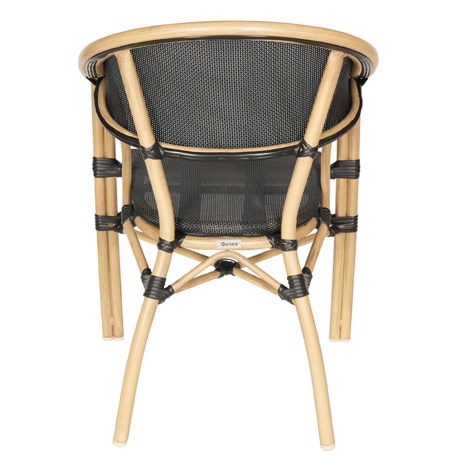 Chaise de terrasse style bistrot parisien en aluminium et rotin synthétique Chaise de terrasse style bistrot parisien en aluminium et rotin synthétique