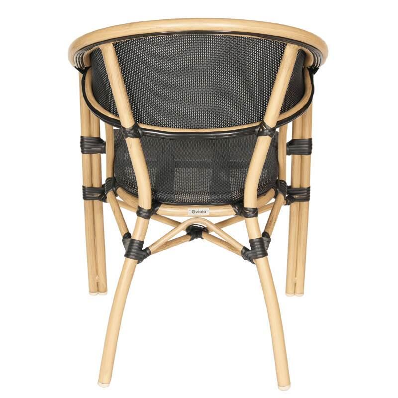 Chaise de terrasse style bistrot parisien en aluminium et rotin synthétique