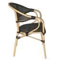Chaise de terrasse style bistrot parisien en aluminium et rotin synthétique