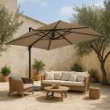 Parasol déporté professionnel rotatif 360° (4 x 3m) 240g/m² + 4 dalles à lester remplissables