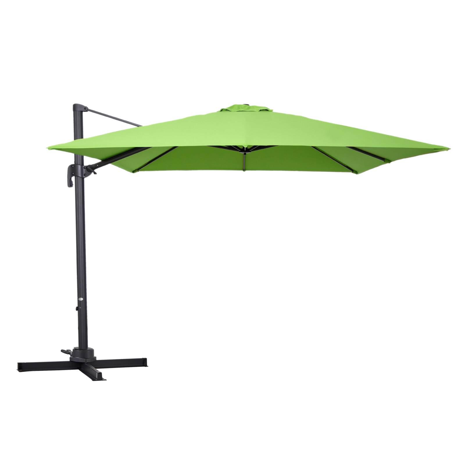 Parasol déporté professionnel aluminium (3x3m), mât rotatif 360°