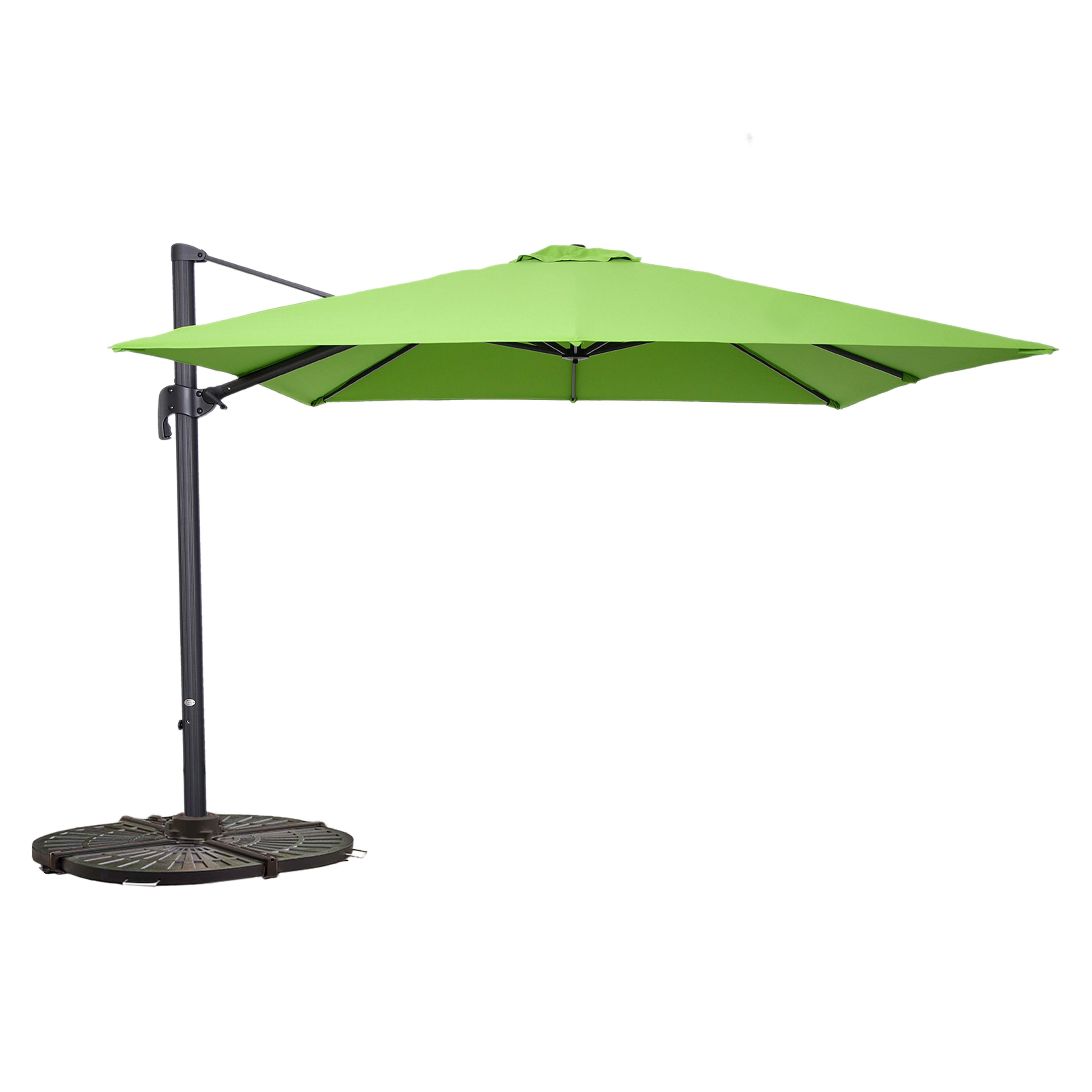 Parasol déporté professionnel 3x3 m carré inclinable 250g/m² rotatif 360° et 4 dalles lestées