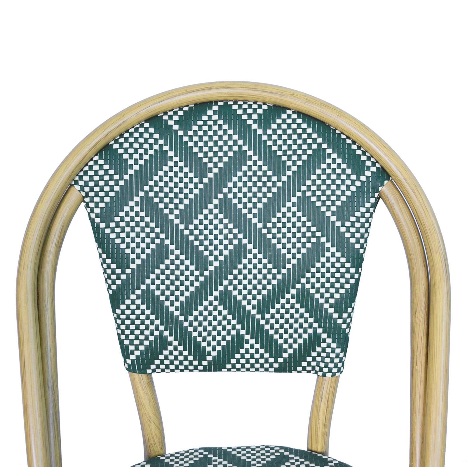 Chaise de jardin style bistrot parisien en aluminium et rotin synthétique