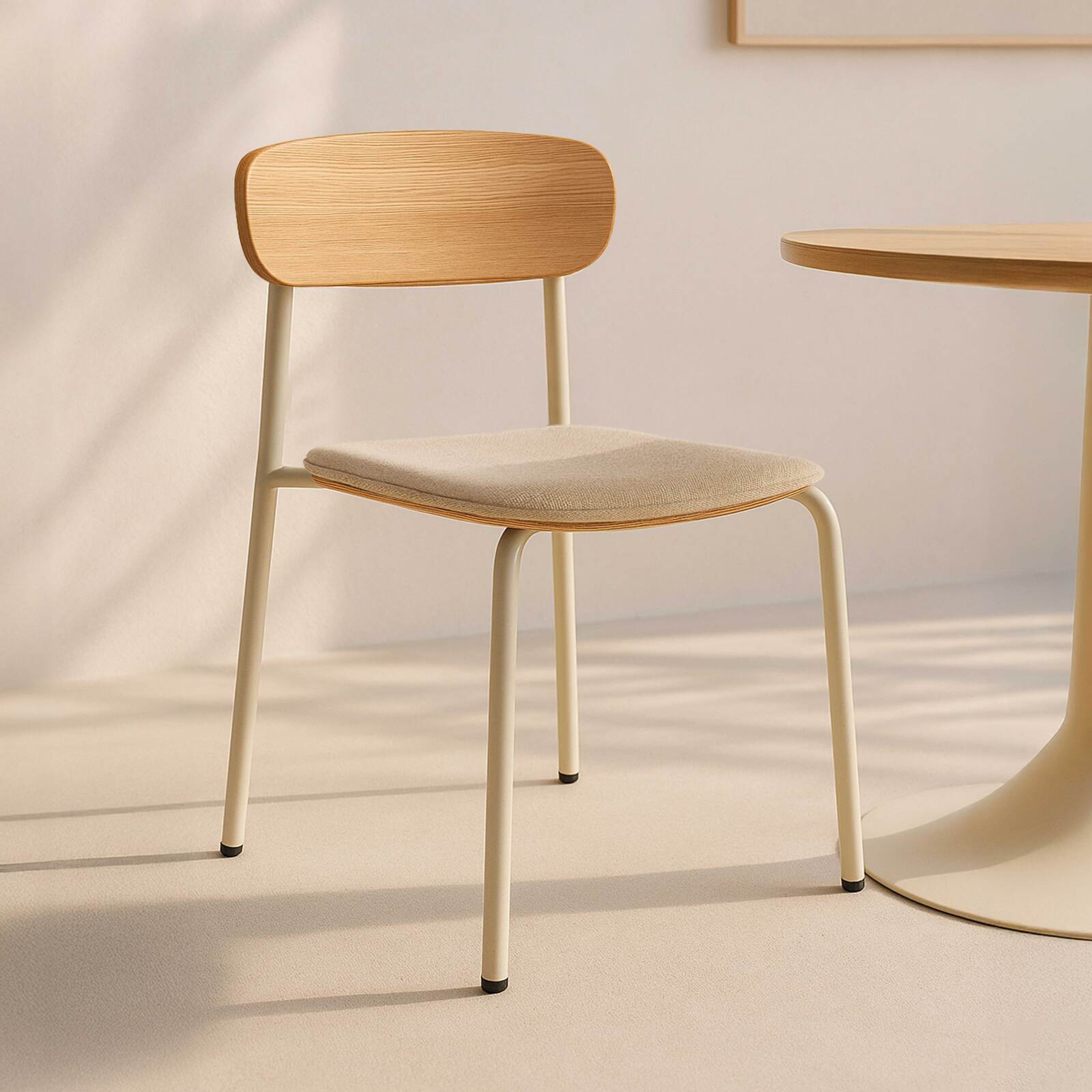 Lot de 2 chaises de restaurant en métal, bois et tissu