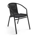 Table de terrasse carré plateau bois et 4 chaises en résine et aluminium