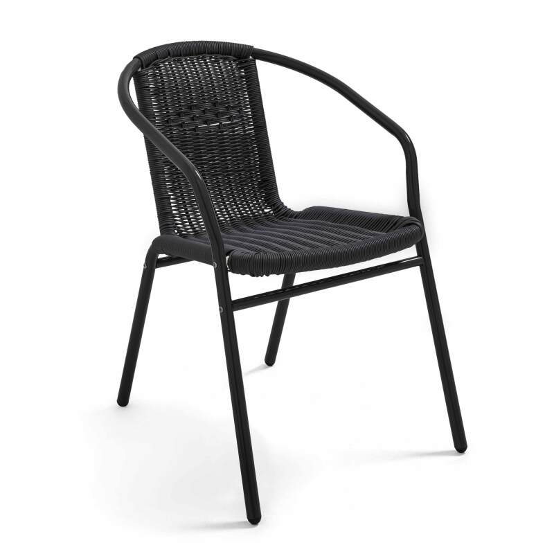 Table de terrasse carré plateau bois et 4 chaises en résine et aluminium