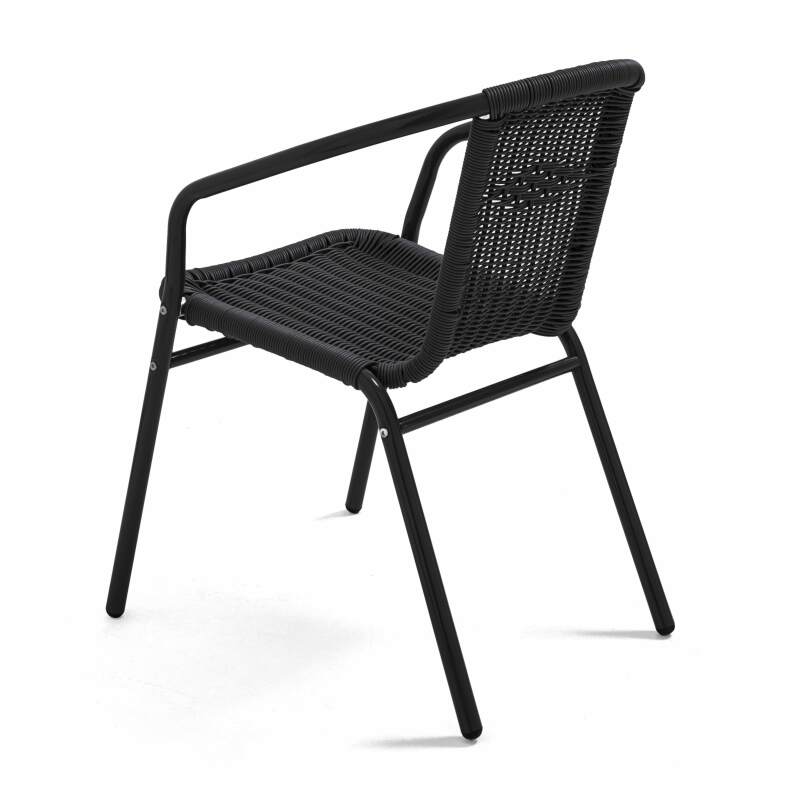 Table de terrasse carré plateau bois et 4 chaises en résine et aluminium