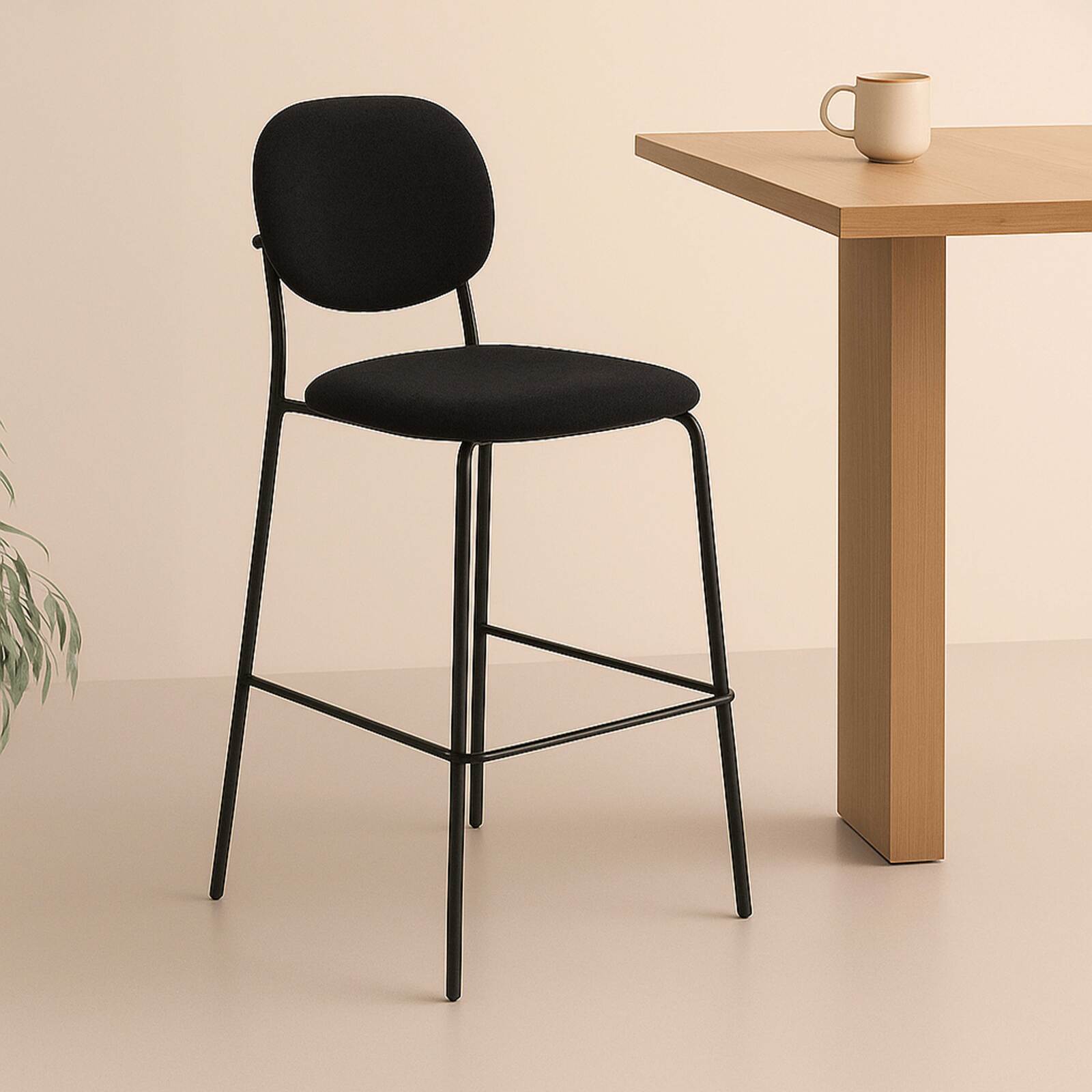 Lot de 2 chaises hautes en acier et tissu Lot de 2 chaises hautes en acier et tissu