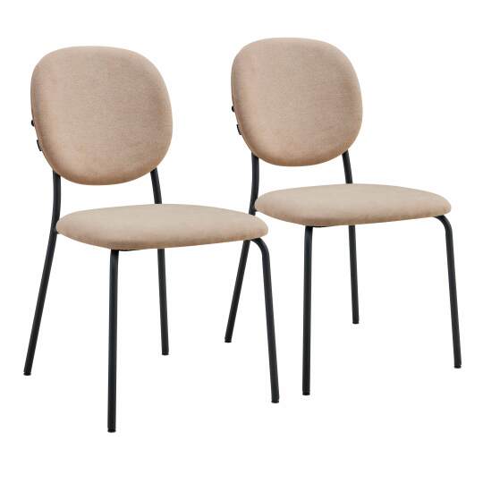 Lot de 2 chaises de restaurant en acier et tissu