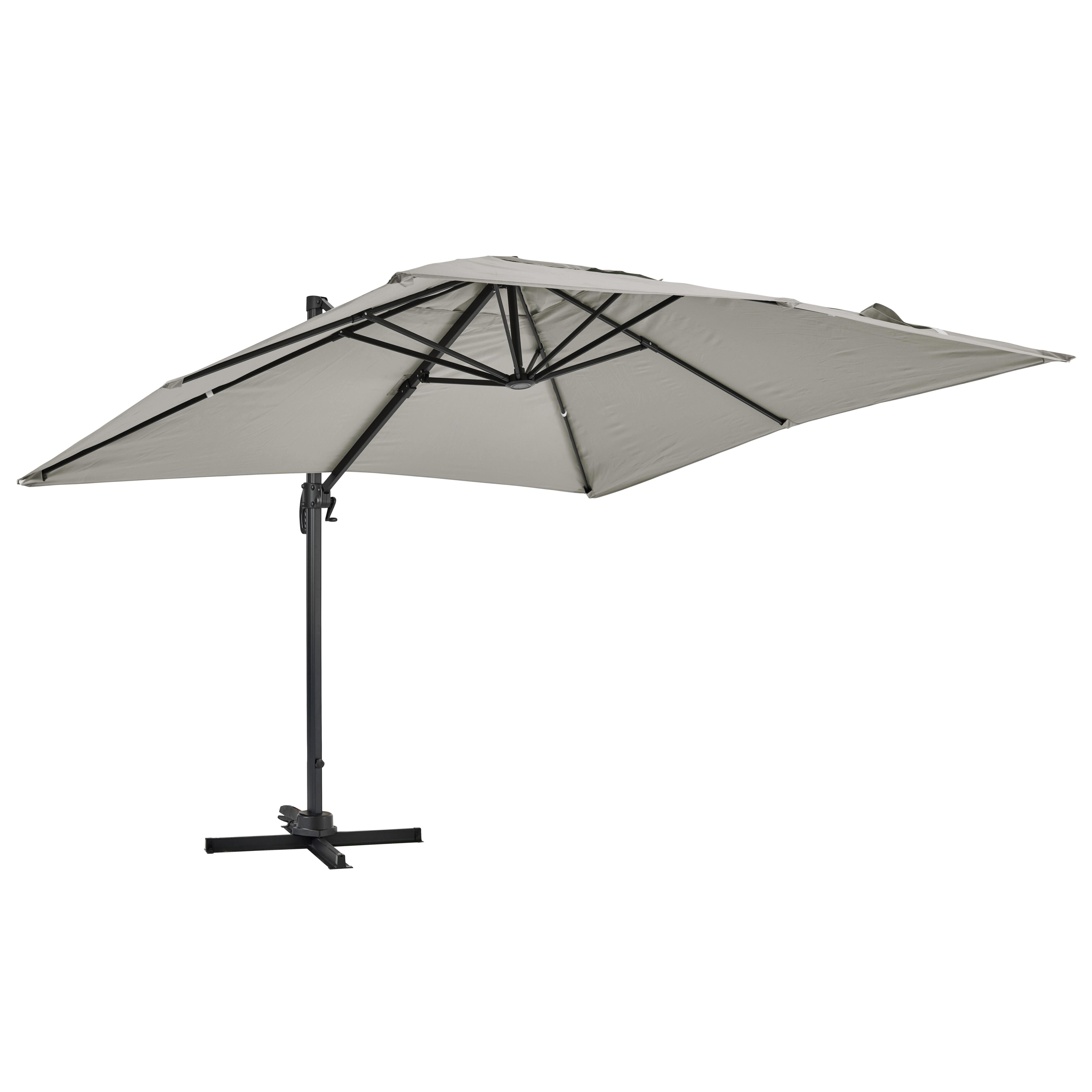 Parasol déporté professionnel 3x3 m carré inclinable 250/m² rotatif 360°