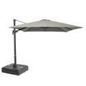 Parasol déporté professionnel carré 250g/m² (3 x 3M) rotatif 360° et Dalle à lester sur roues 100 L