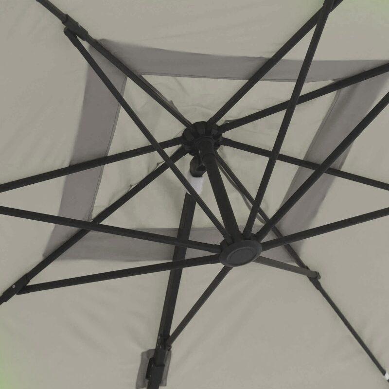 Parasol déporté professionnel carré 250g/m² (3 x 3m) rotatif 360° et 4 dalles lestées (5/6)