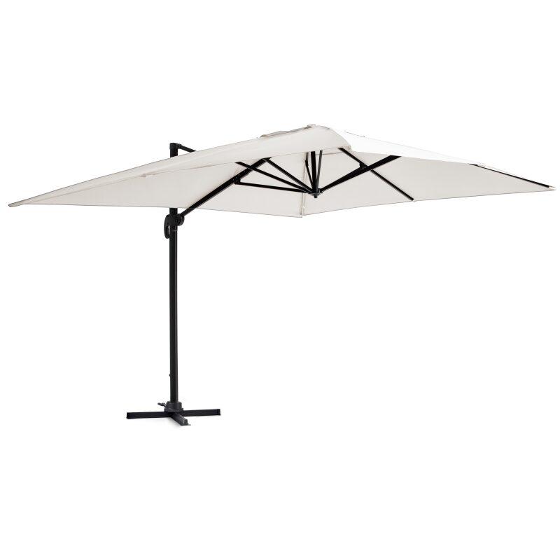 Parasol déporté professionnel rectangulaire rotatif 360° (4x3m) - 240g/m²