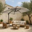 Parasol déporté professionnel rectangulaire rotatif 360° (4x3m) - 240g/m²