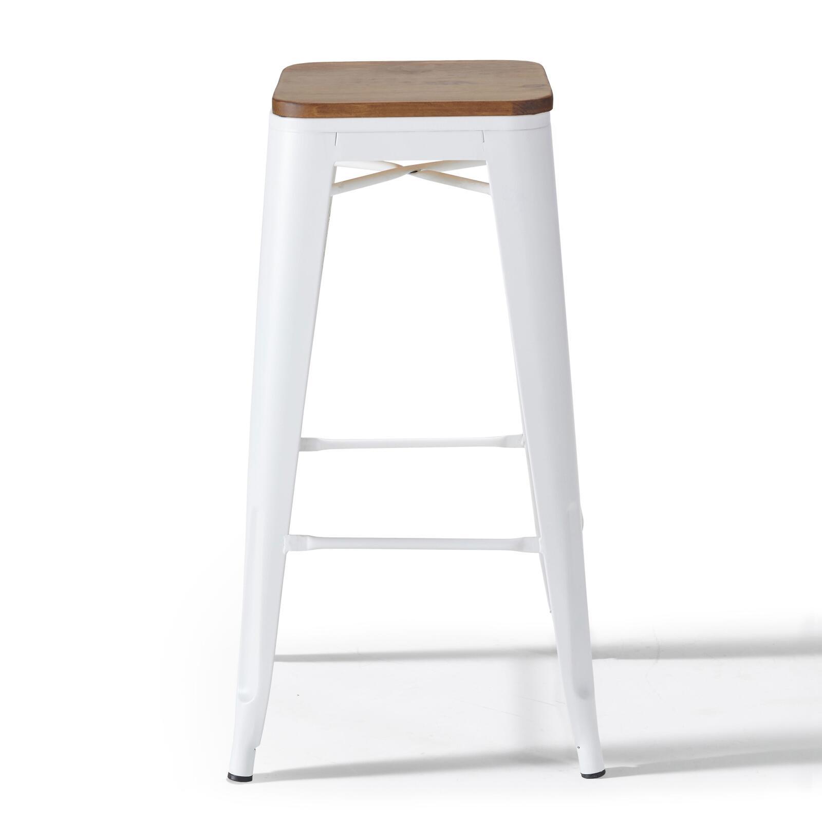 Lot de 4 tabourets de bar en acier mat et bois